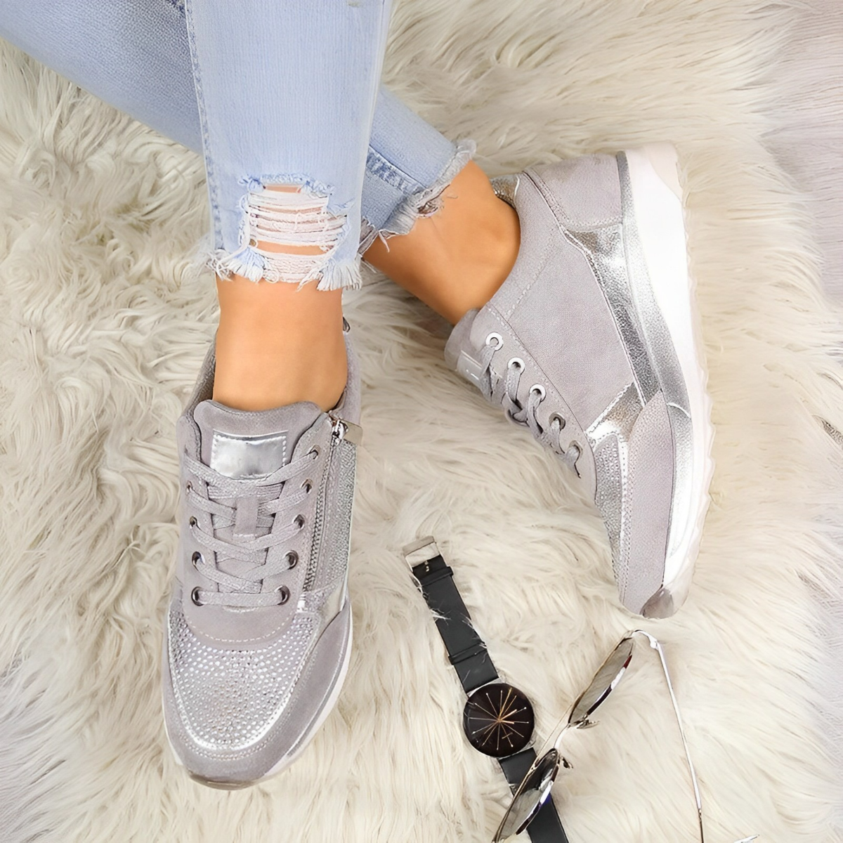 Pro Chaussures - Baskets avec Fermeture Éclair