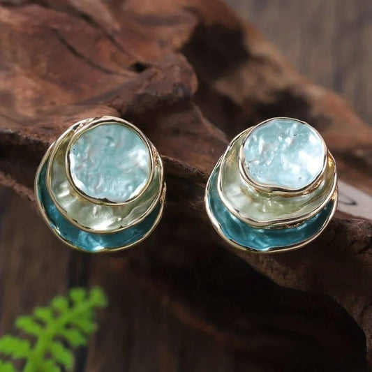 Boucles d'oreilles vintage avec finition peinte à la main