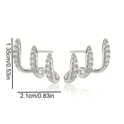 Boucles d'oreilles élégantes en strass à trois griffes