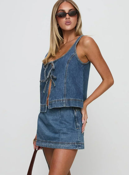 COURTNEY – ENSEMBLE TOP ET JUPE EN DENIM RYDER