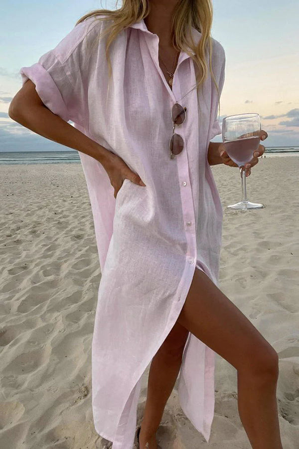 Gracey - Robe chemise décontractée au style de plage estivale