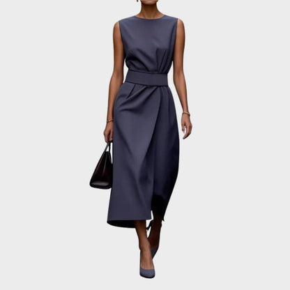Marguerite – Robe Midi à Col Rond Élégante