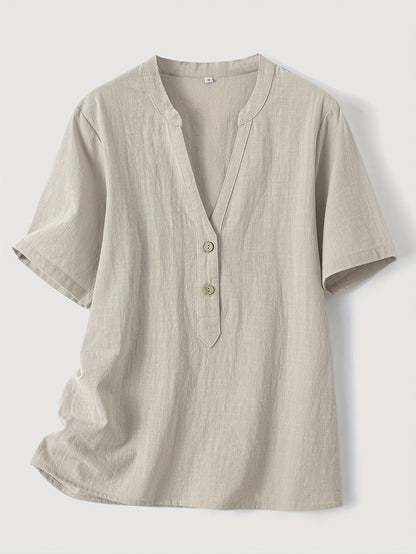 Sharron - Blouse Élégante à Col V avec Boutons