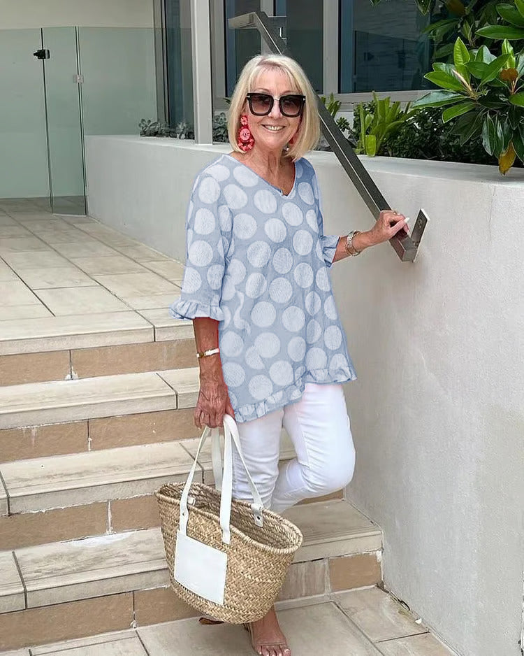 Lucienne – Blouse V-Neck Élégante