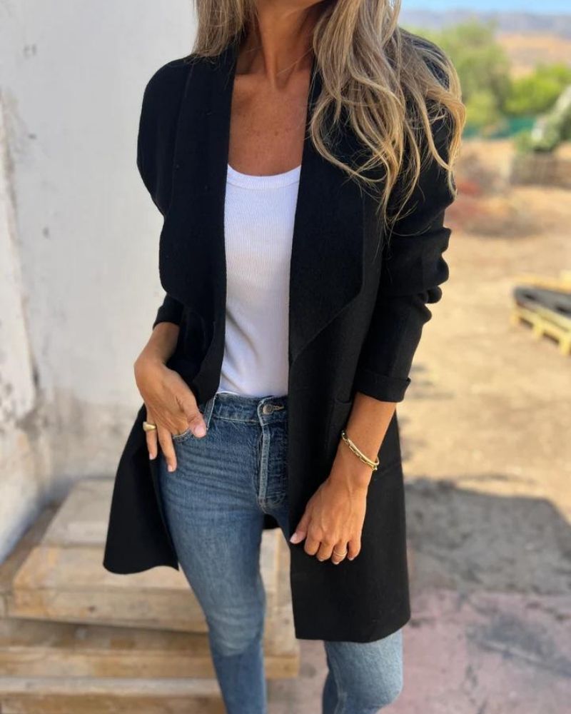 EIGONA - VESTE DE CARDIGAN CASUAL AVEC REVER