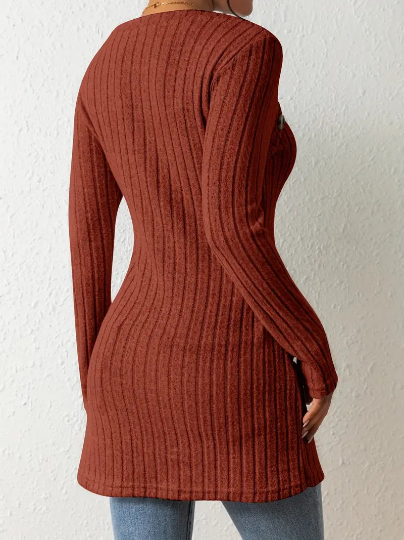 Julia™ - Haut Asymétrique à Côtes à la Mode