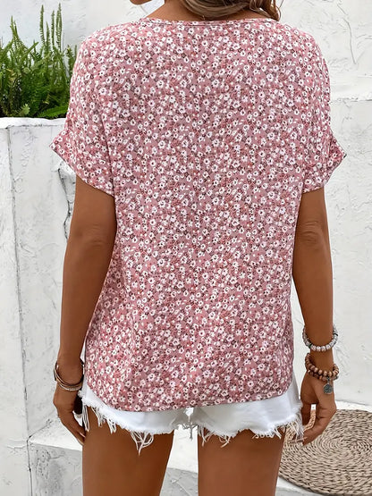 Cindy™ | Blouse à Col Notché Imprimé Floral