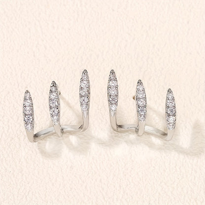 Boucles d'oreilles élégantes en strass à trois griffes