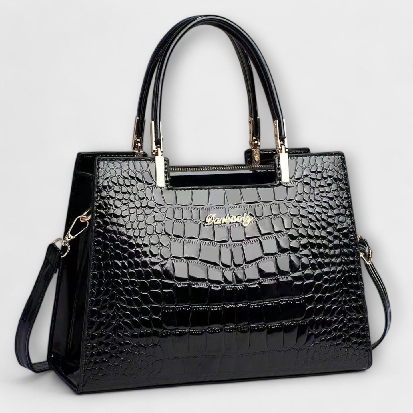 Sac à Main avec Motif Crocodile Brillant