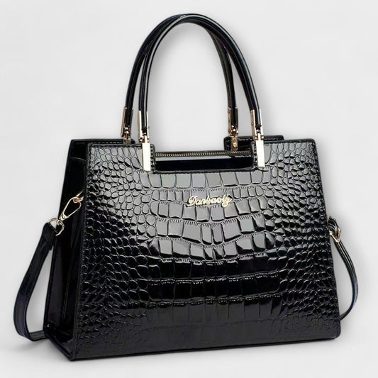Sac à Main avec Motif Crocodile Brillant