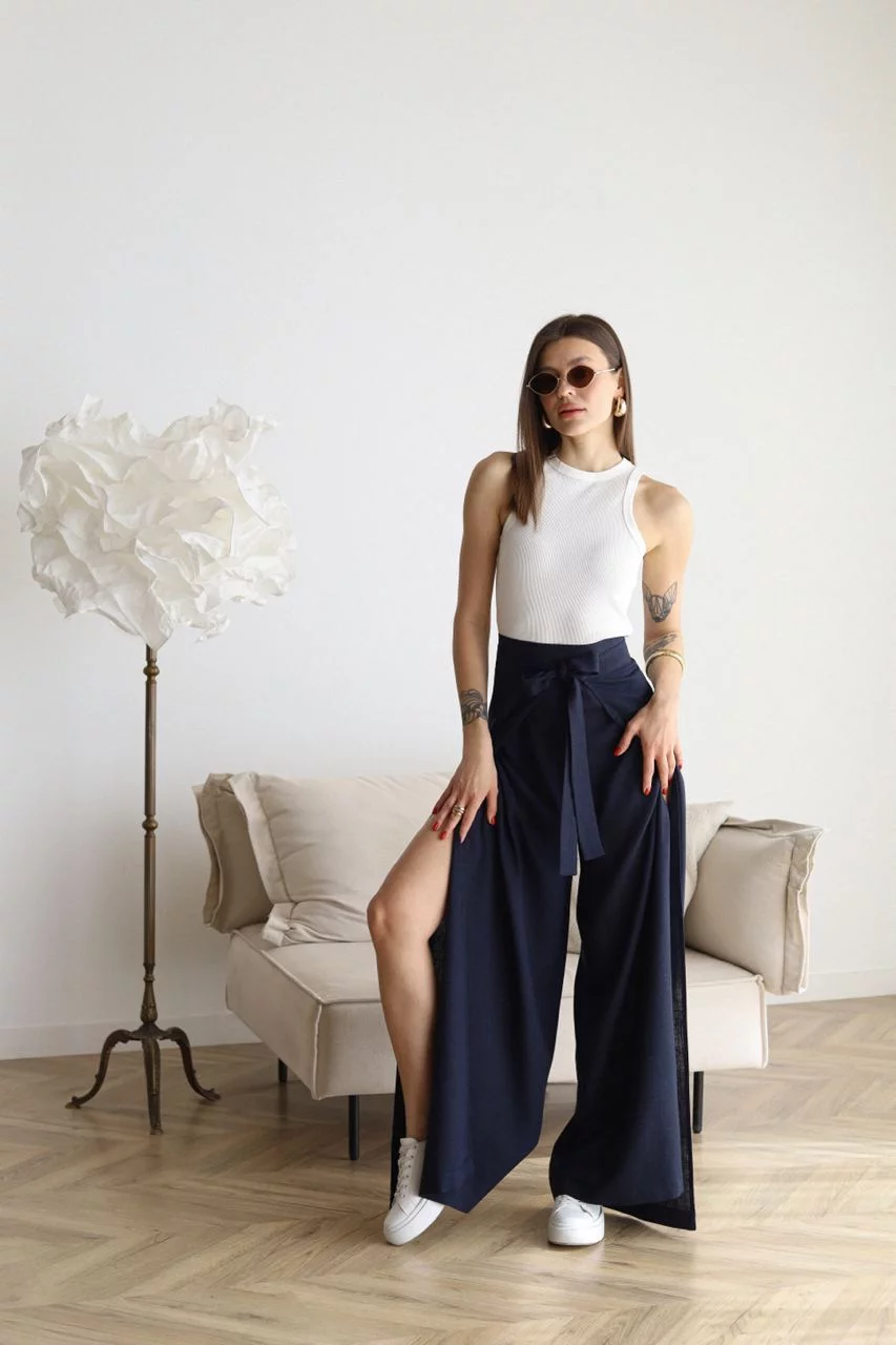 ARIANE – PANTALONS EN LIN À JAMBES LARGES POUR FEMMES