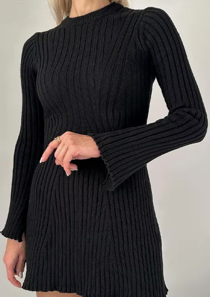 Faustine - Élégant Robe Mini en Tricot Côtelé