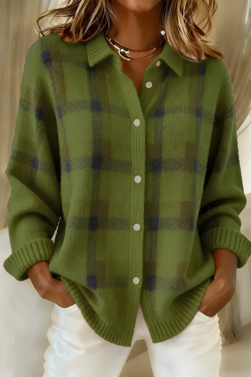 Anna - Cardigan à carreaux en tricot doux