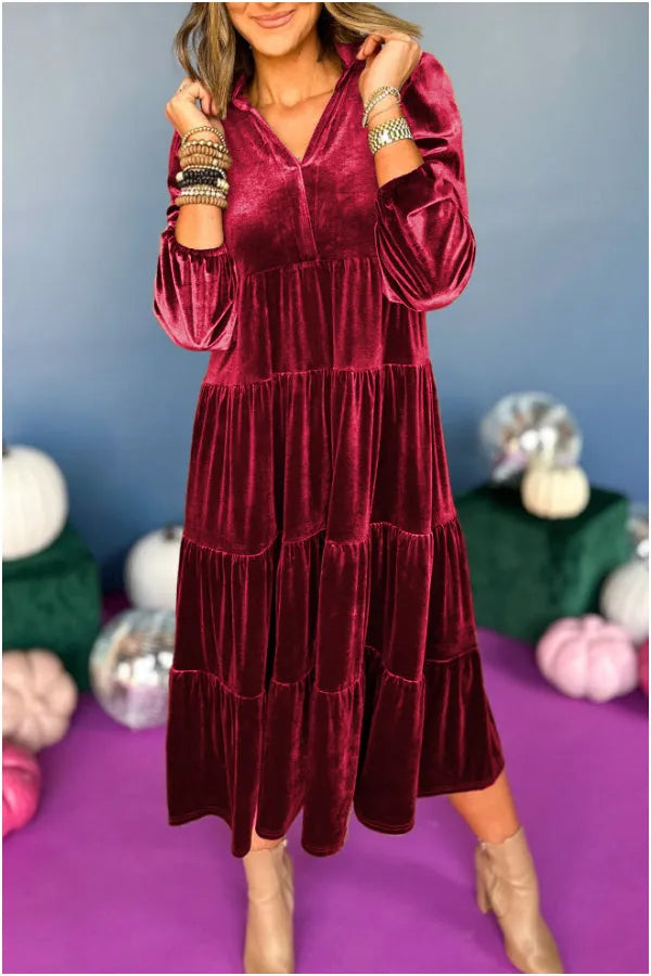 Aubrey™ - Robe en velours décontractée et confortable avec décolleté en V