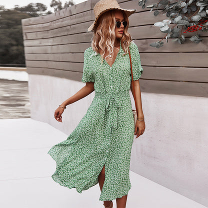 Georgina - Robe élégante avec ceinture et imprimé floral pour femmes