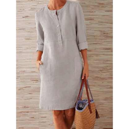 Octavia - Robe unie en coton et lin