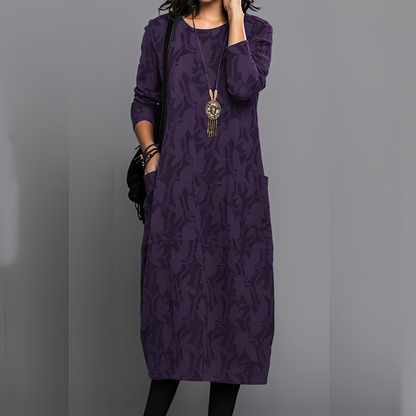 Sébastienne - Robe d'hiver décontractée à col rond pour femmes