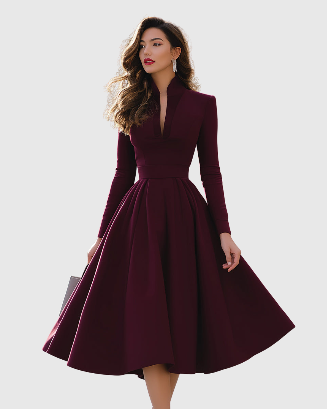 Isabeau – Robe Midi Élégante à Taille Ajustée