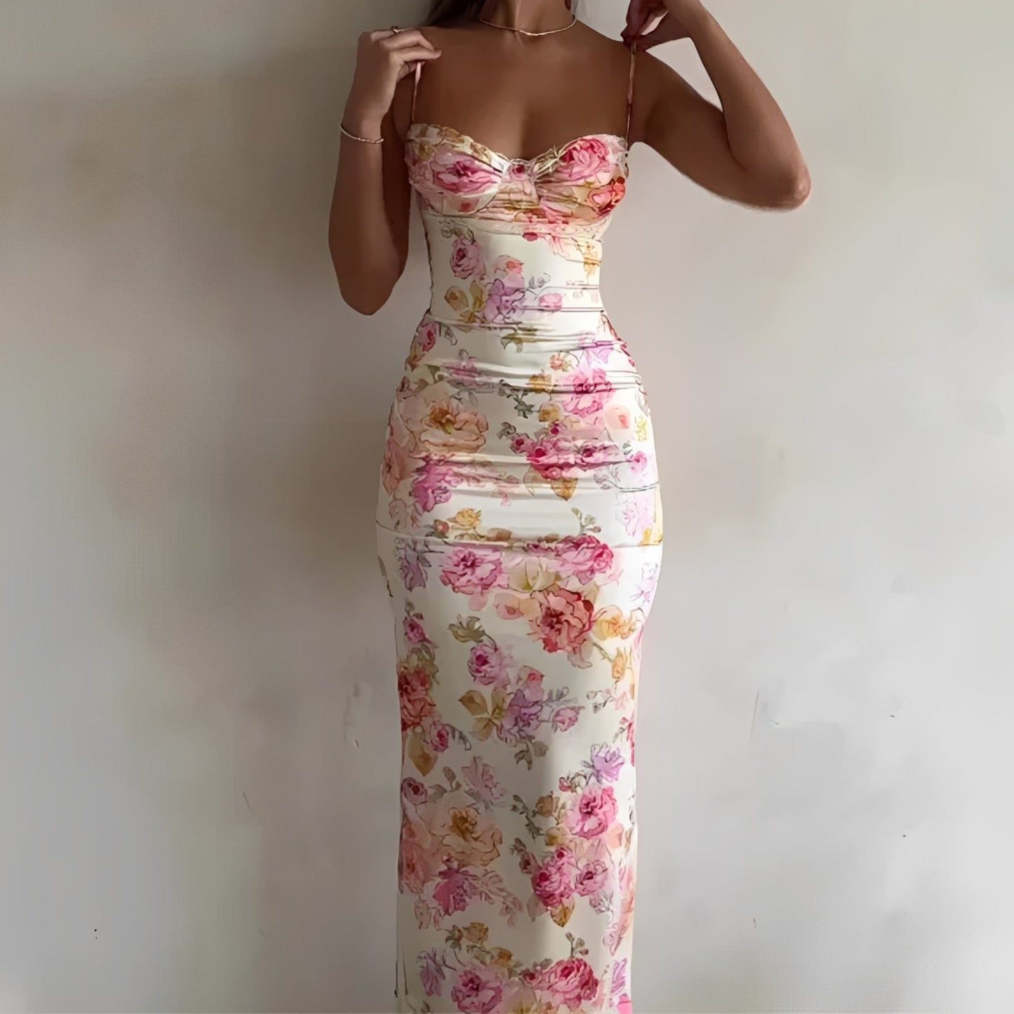 Vanessa - Robe longue élégante avec imprimé floral pour femmes