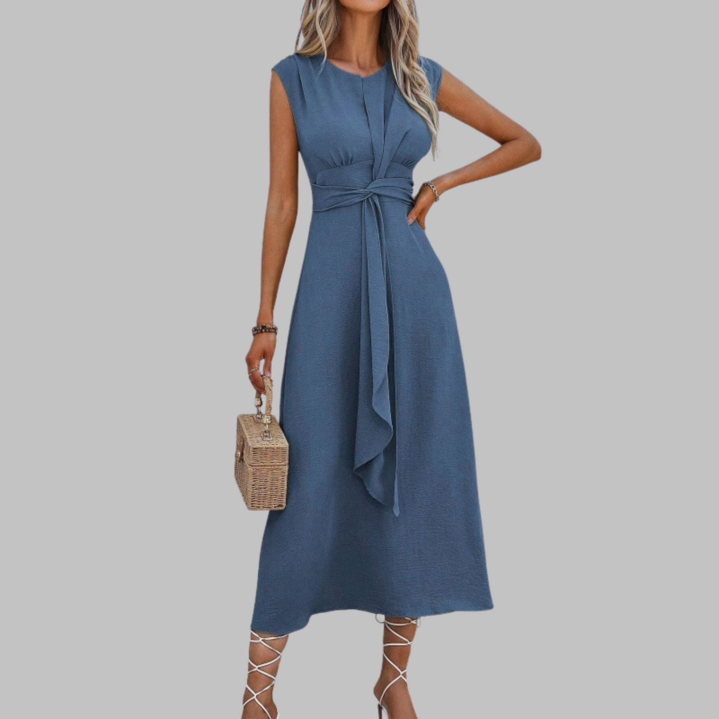 Robe Longue Élégante Sans Manches Col Rond - Robe Maxi Chic pour Femme