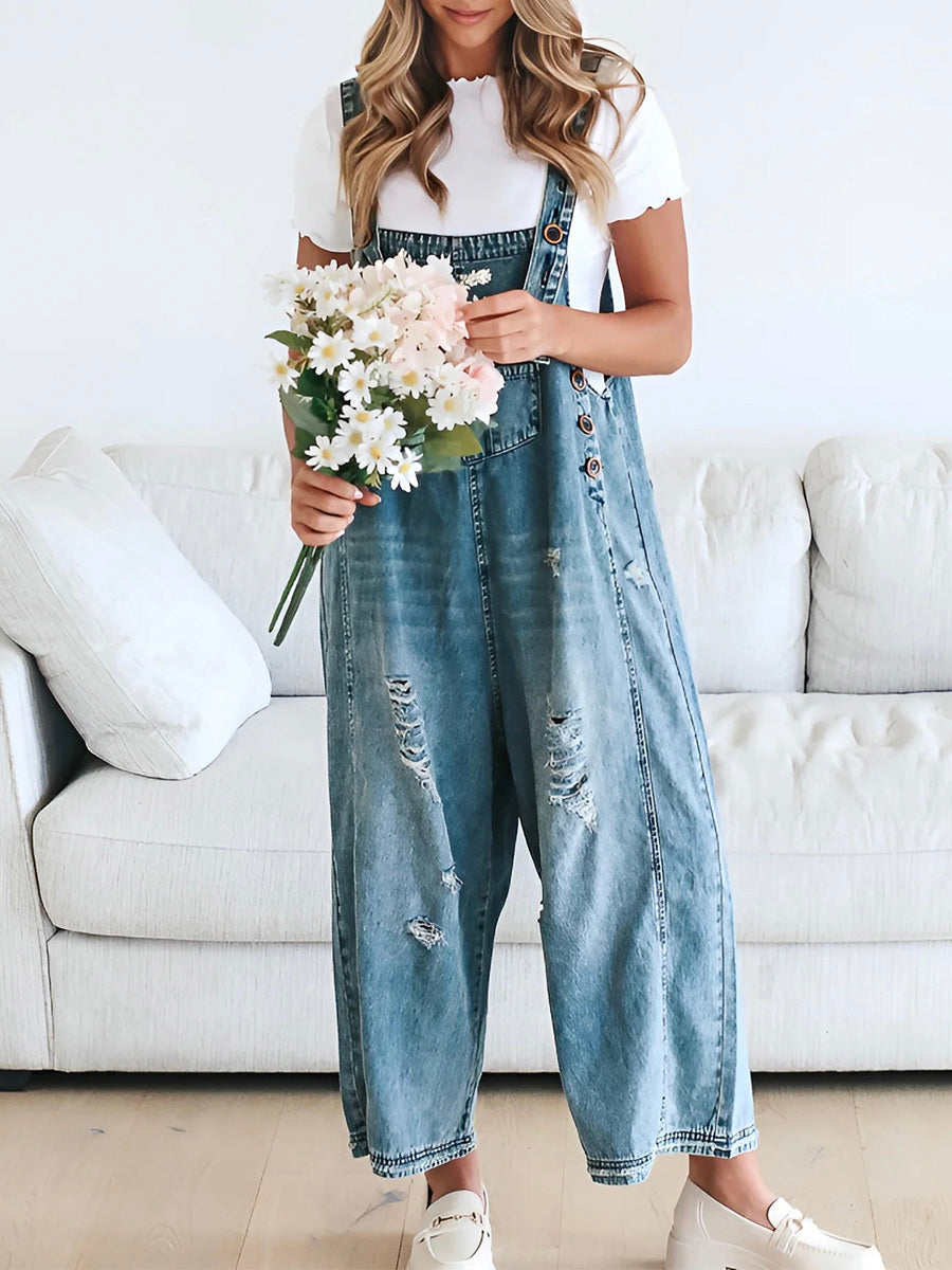 CATALINA – SALOPETTE EN DENIM VINTAGE LAVÉ