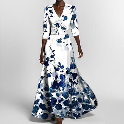 Delores - Robe longue à fleurs avec manches longues