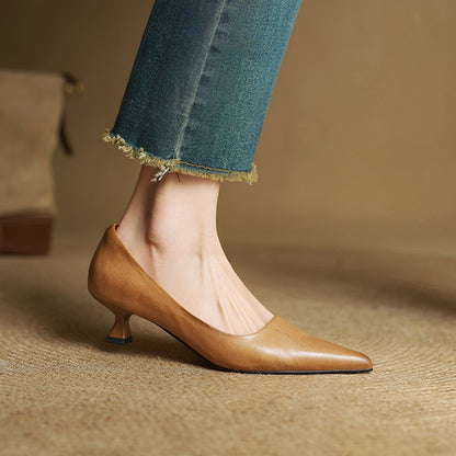 Rhea - Élégantes chaussures en cuir à bout pointu pour femme
