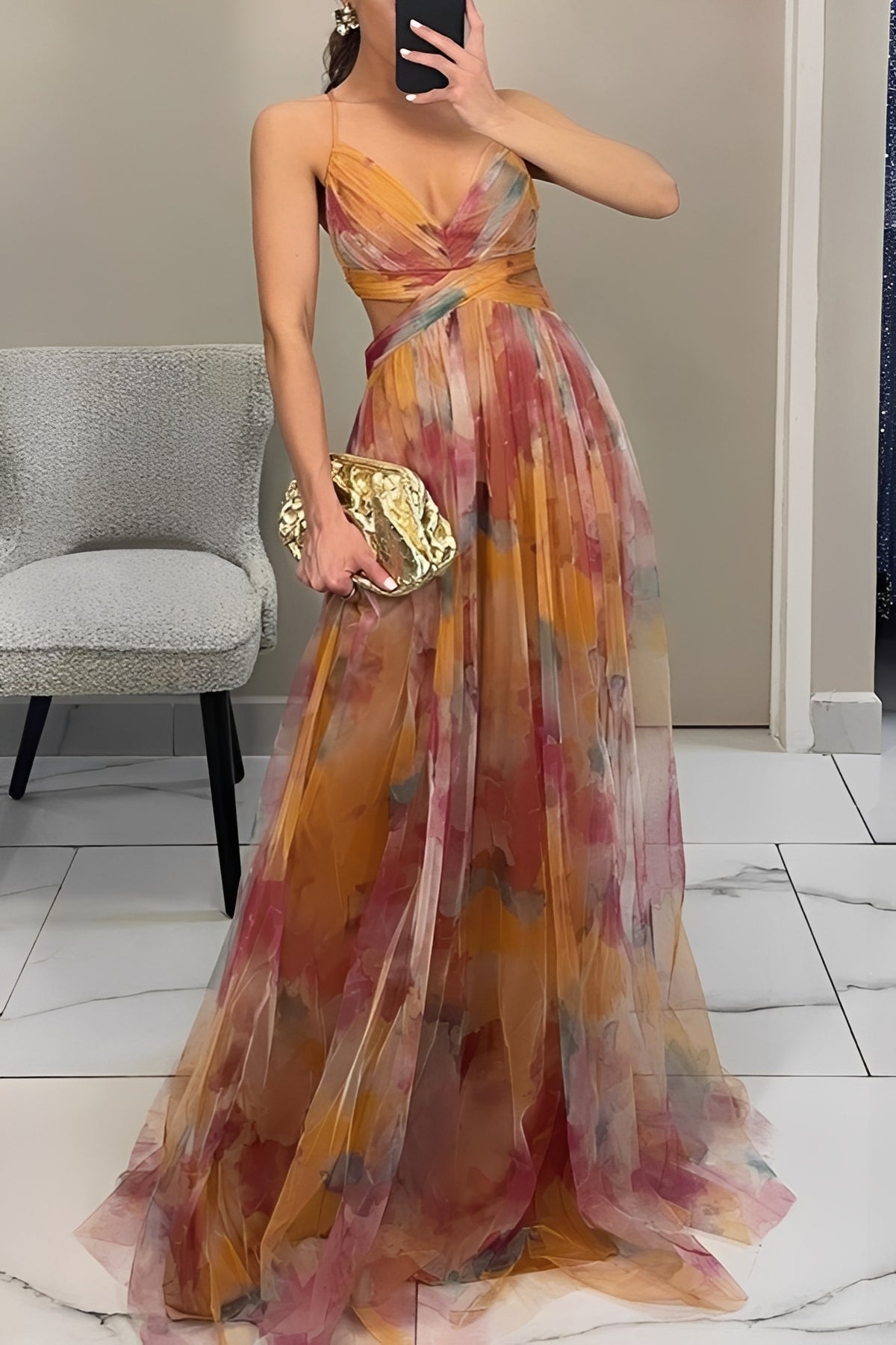 Olivia - Robe longue élégante avec imprimé floral pour femmes