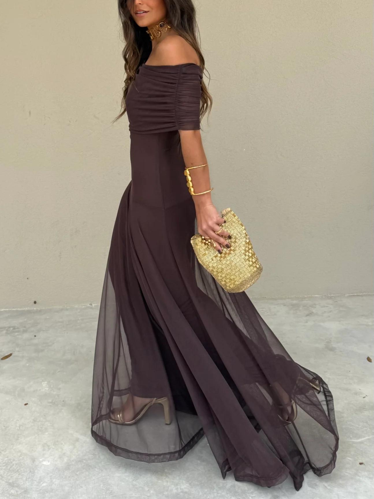 JAYLA - ROBE ASYMÉTRIQUE EN MESH À UNE ÉPAULE