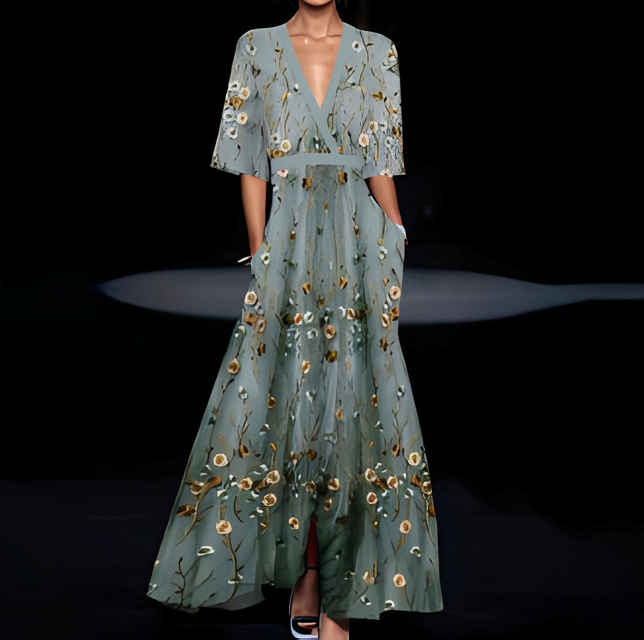 Débora - Robe longue élégante avec motif floral pour femmes