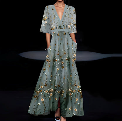 Débora - Robe longue élégante avec motif floral pour femmes