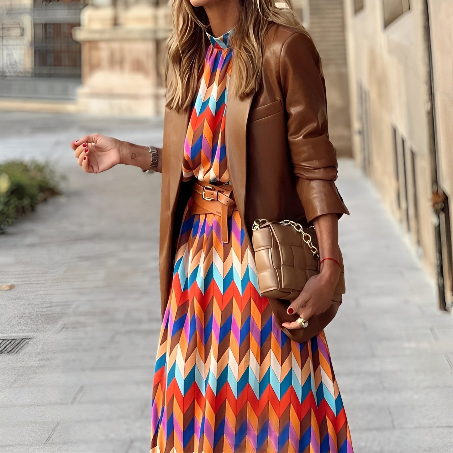 Sandra - Robe midi colorée pour femmes