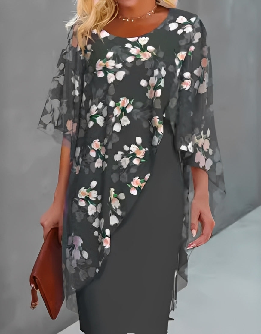 Melanie - Élégant robe en chiffon avec imprimé floral pour femmes
