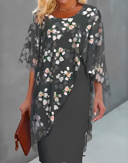 Melanie - Élégant robe en chiffon avec imprimé floral pour femmes