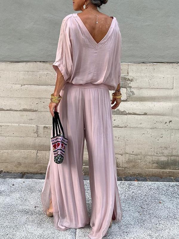 ESMERALDA – ENSEMBLE DE PANTALONS ÉLÉGANTS EN CHIFFON À JAMBES LARGES EN DEUX PIÈCES