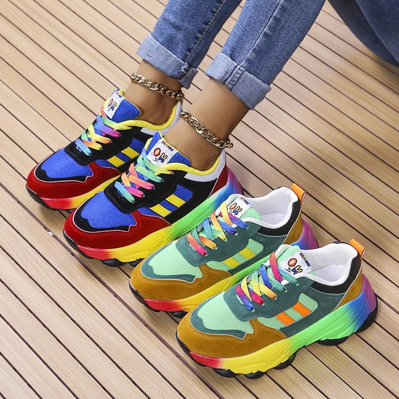 Jolie - Baskets colorées avec semelle épaisse pour femme