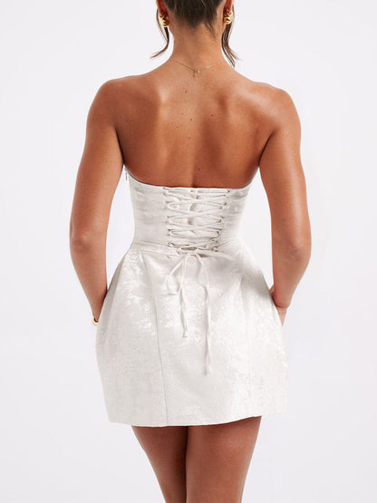 Robe Mini à Nœud Jacquard Amelia