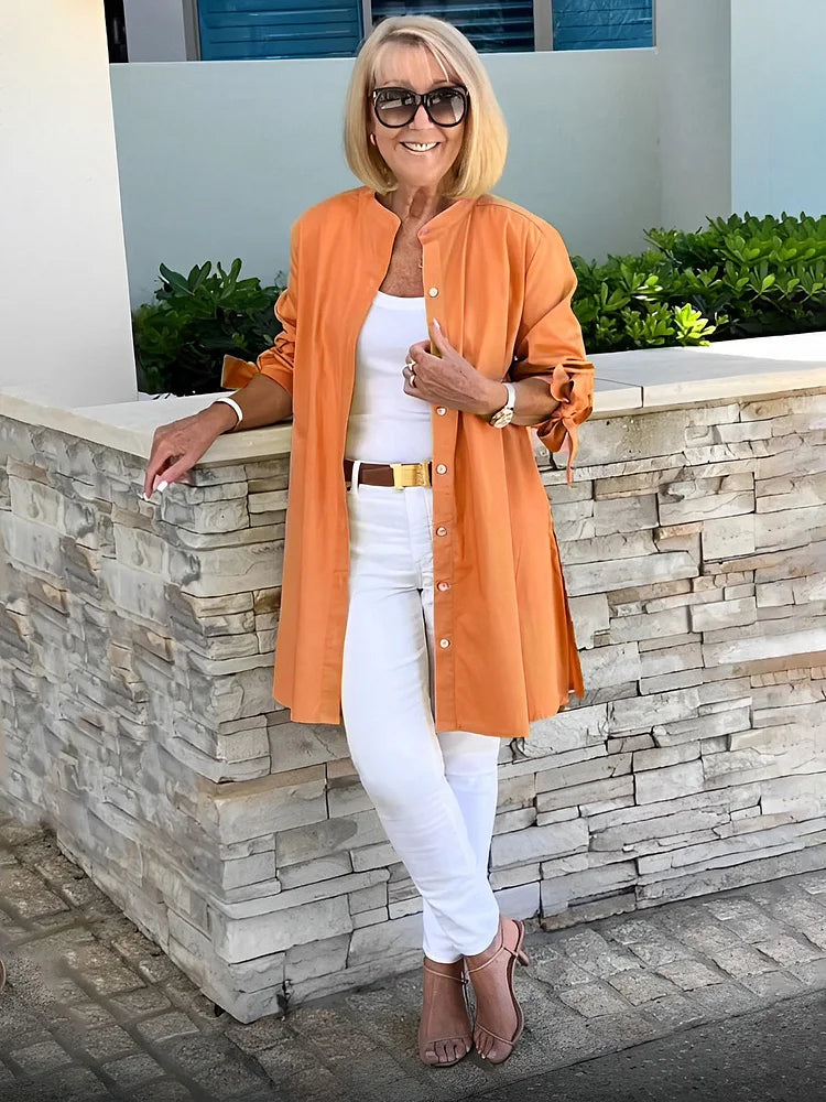 Elliora - Veste Chemise en Coton avec Dos Froncé