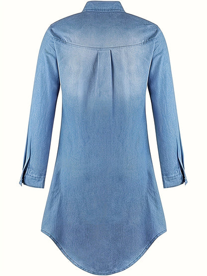 Tess | Robe Midi en Denim avec Fermeture à Boutons