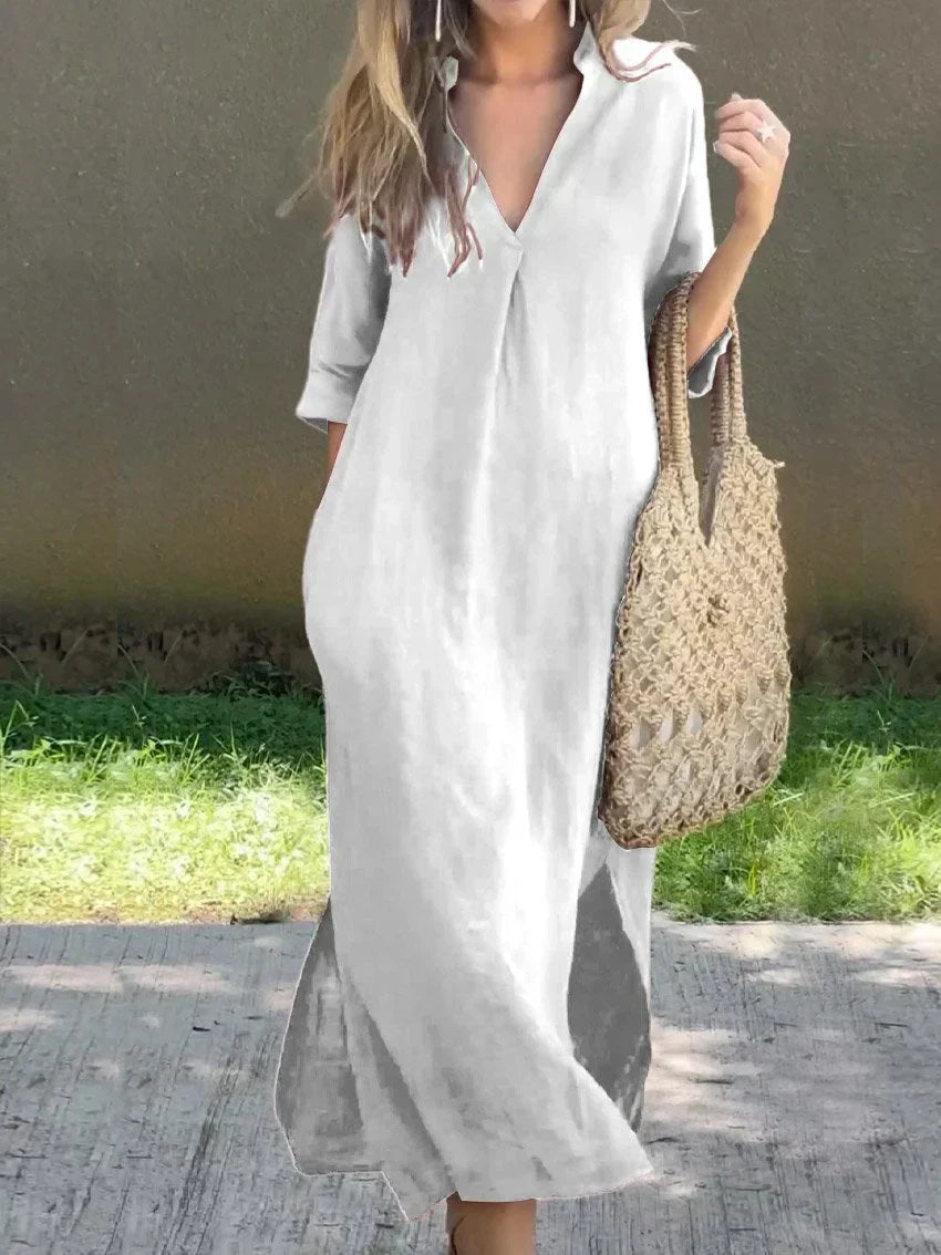 Nancy - Robe en Lin à Décolleté en V Polyvalente