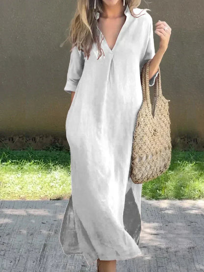 Nancy - Robe en Lin à Décolleté en V Polyvalente