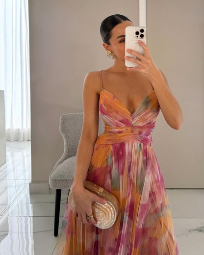 Alina – Robe longue à décolleté en V pour les invités de mariage