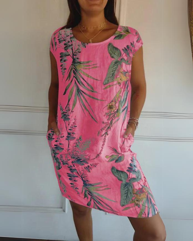 JOANA - ROBE IMPRIMÉE À COL ROND EN COTON ET LIN