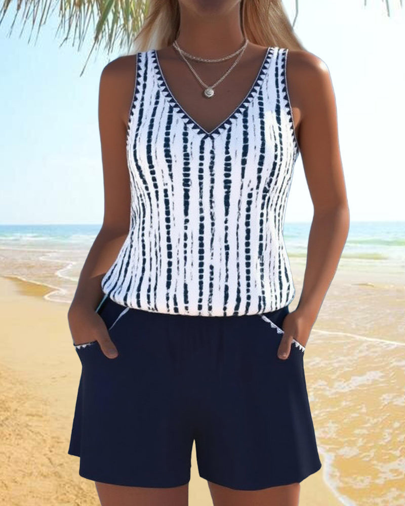 Leslie - Ensemble de Tankini et Pantalons Courts Décontractés