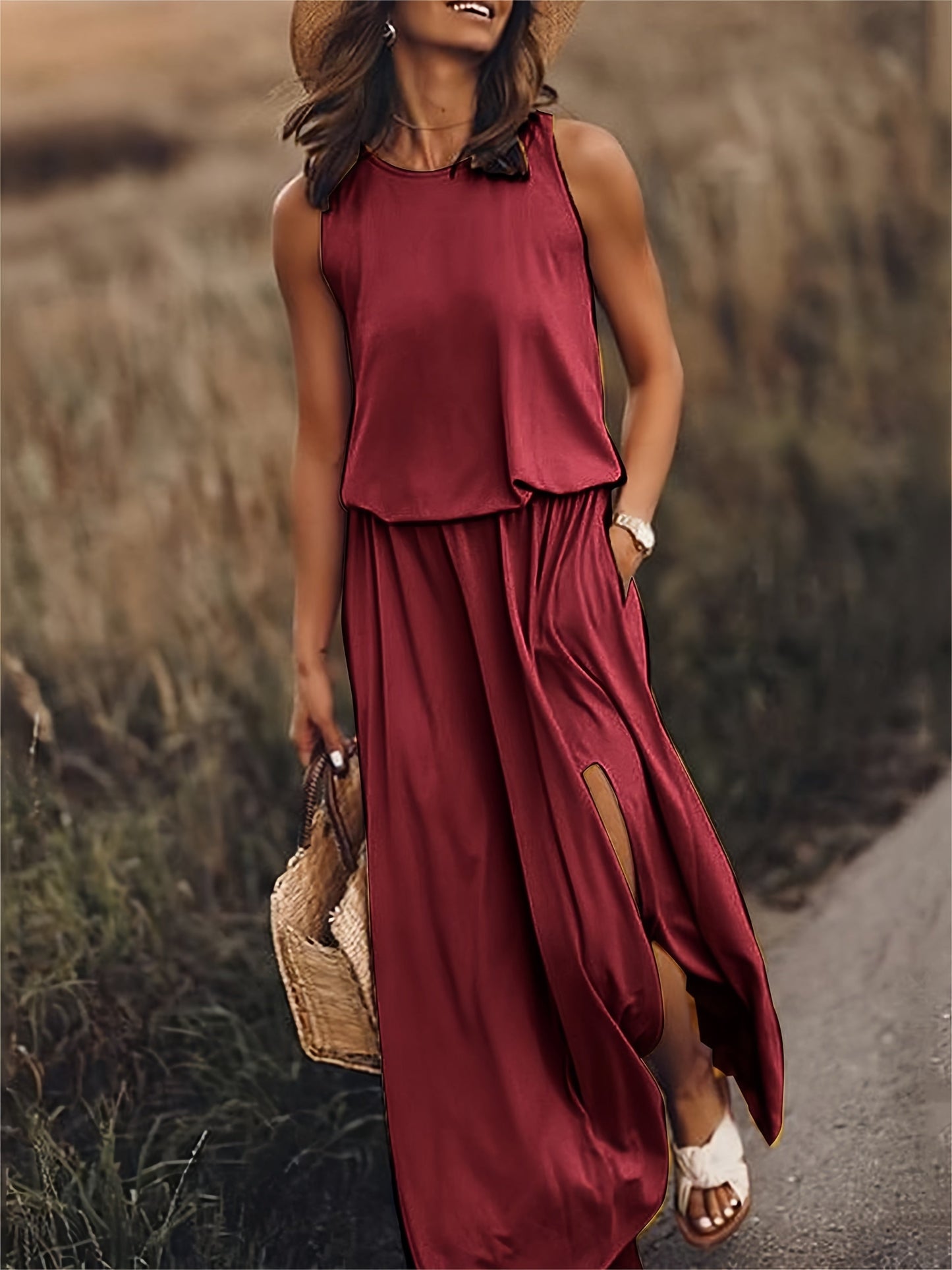 Edna - Robe longue bohémienne en modal noir pour femme Couleurs