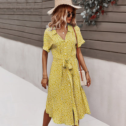 Georgina - Robe élégante avec ceinture et imprimé floral pour femmes
