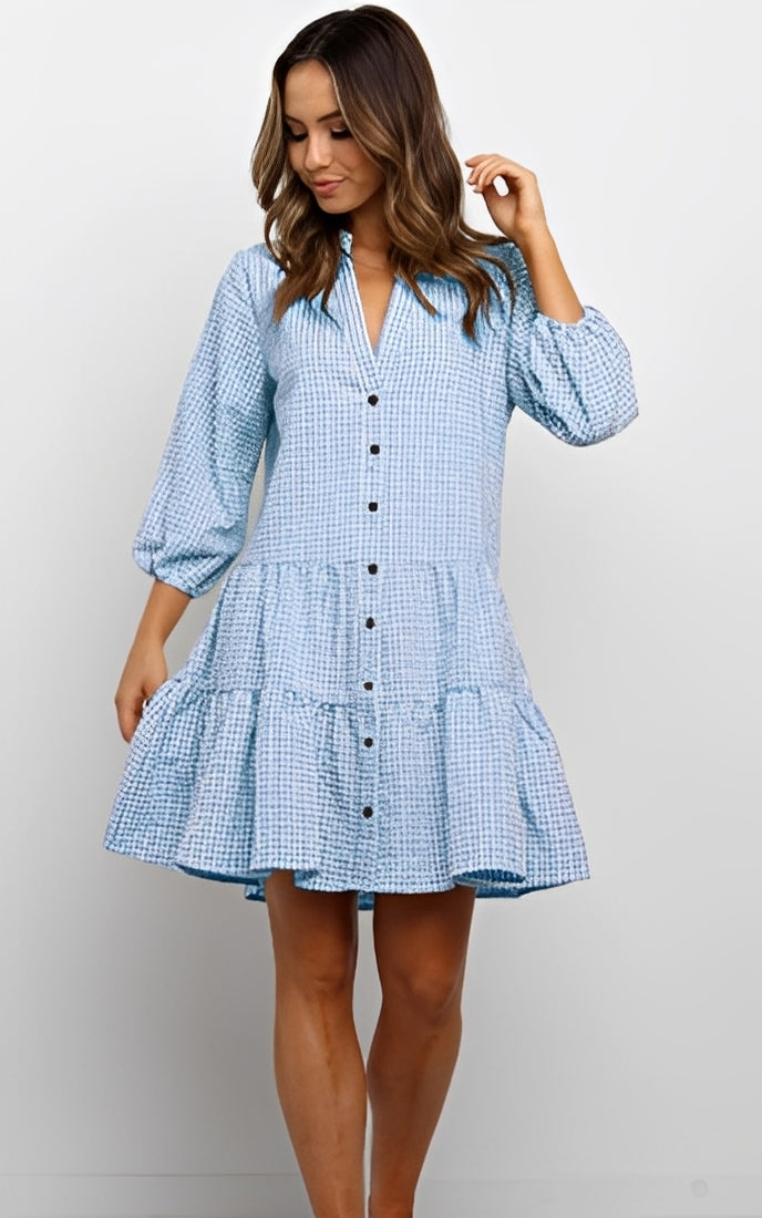 Nicole - Élégant, robe fluide à carreaux pour femmes