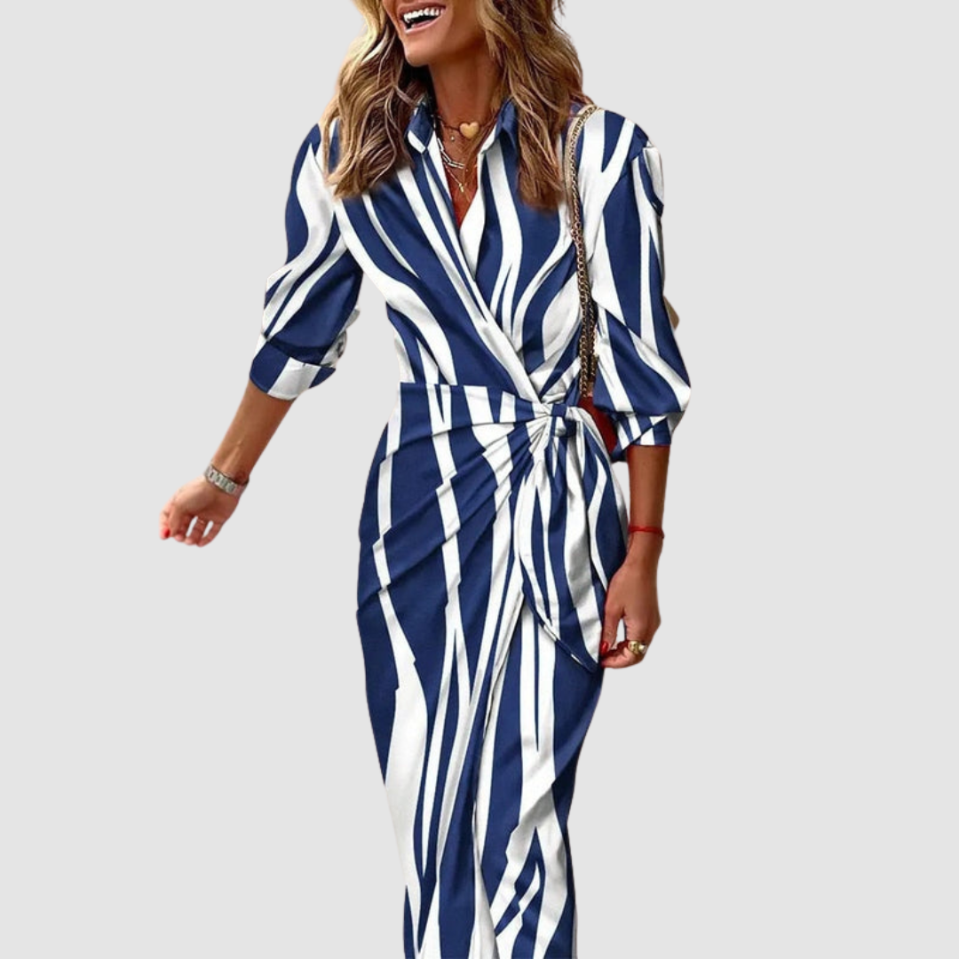 Cecilia™ Élégante Robe Rayée