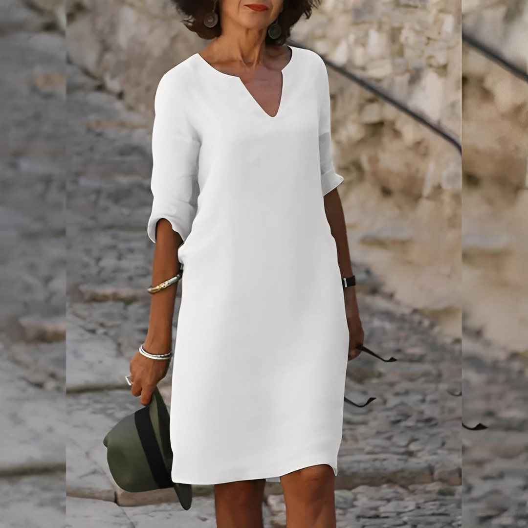 Guilaine - Robe élégante à col en V pour femmes