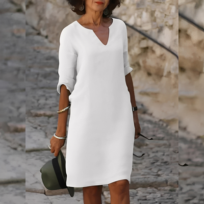 Guilaine - Robe élégante à col en V pour femmes
